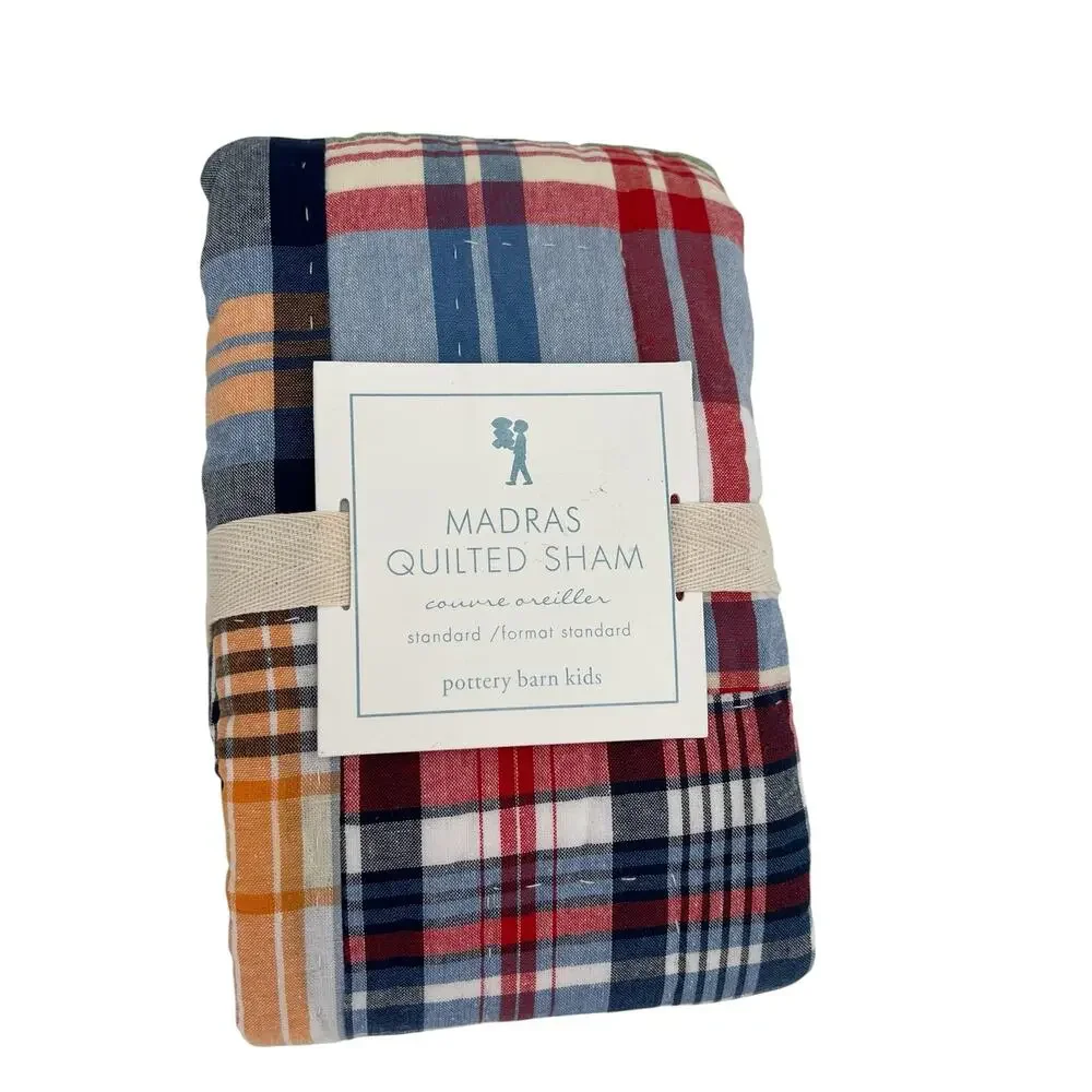 Pottery Barn Kids Madras Quilted multicolor standard sham